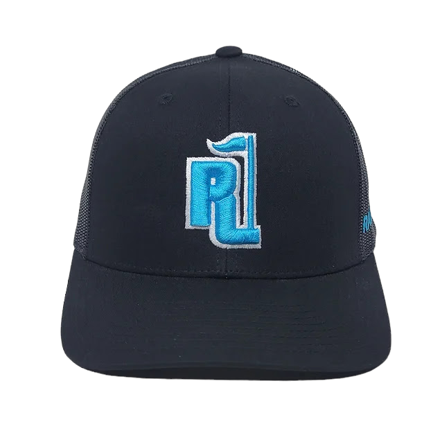 Raza Golf Black Trucker with Teal Blue and White Logo