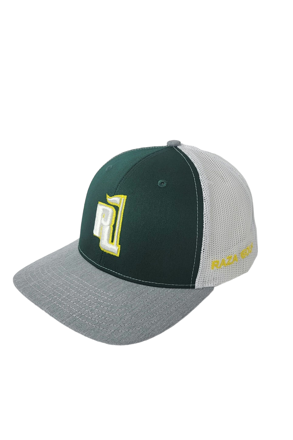 Raza Golf Dark Green and White Trucker with White and Yellow Logo