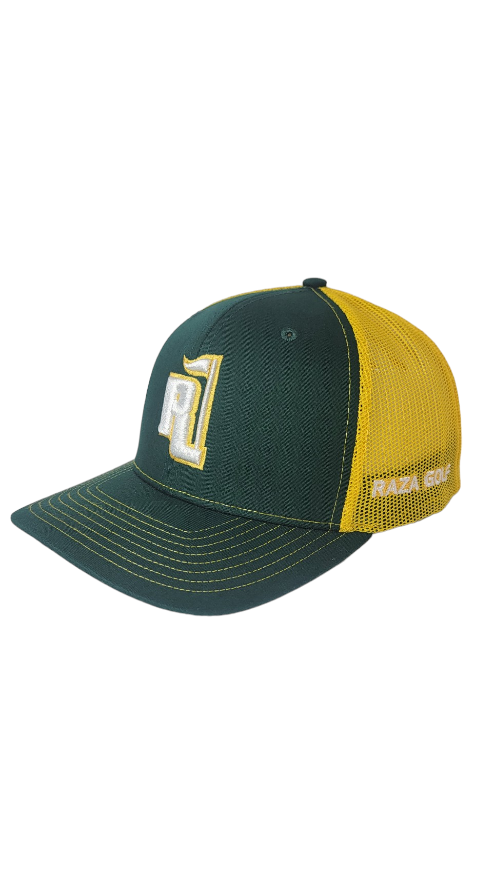 Raza Golf Dark Green Yellow Trucker with White and Yellow Logo