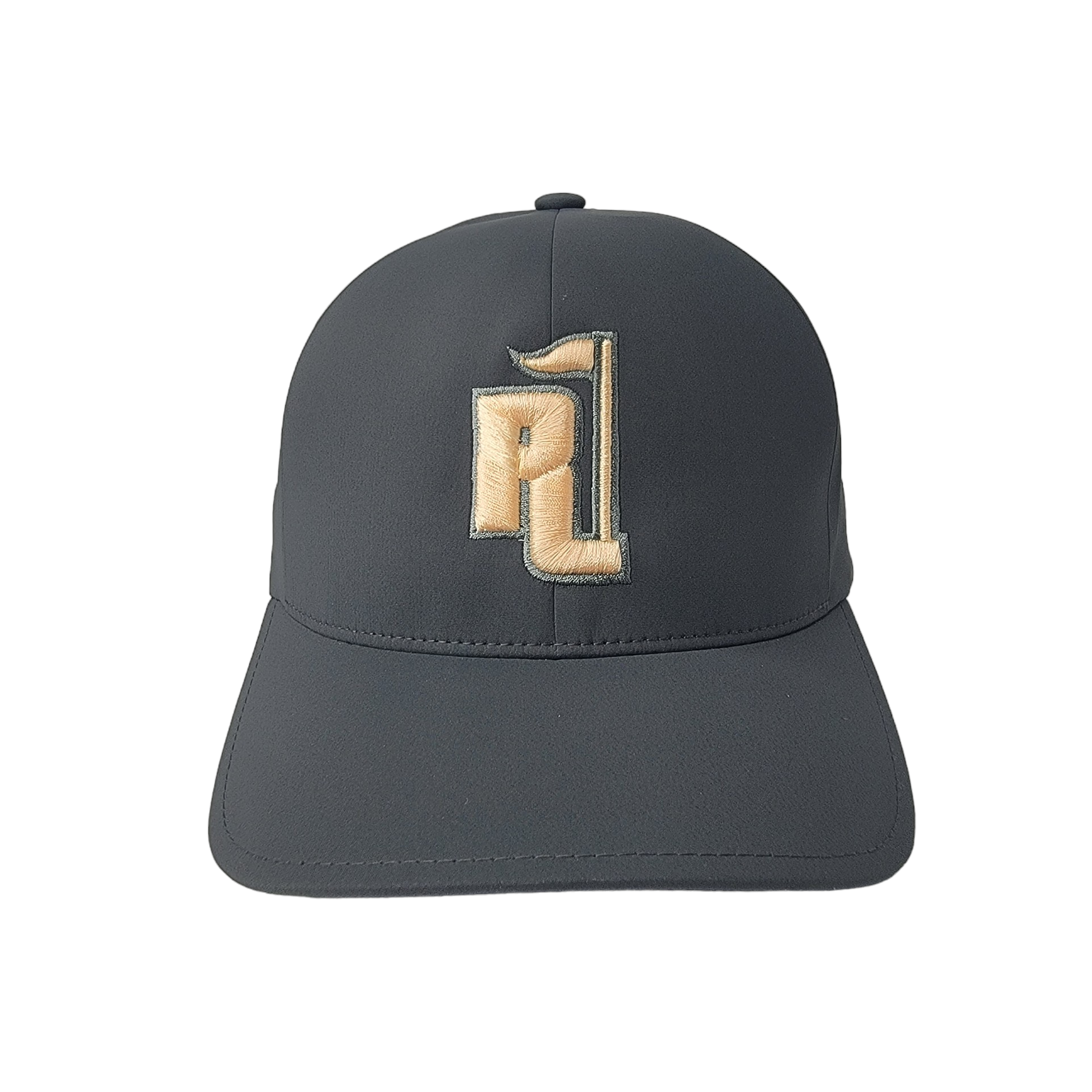 Raza Golf Gray Fitted Hat with Beige and Charcoal Logo