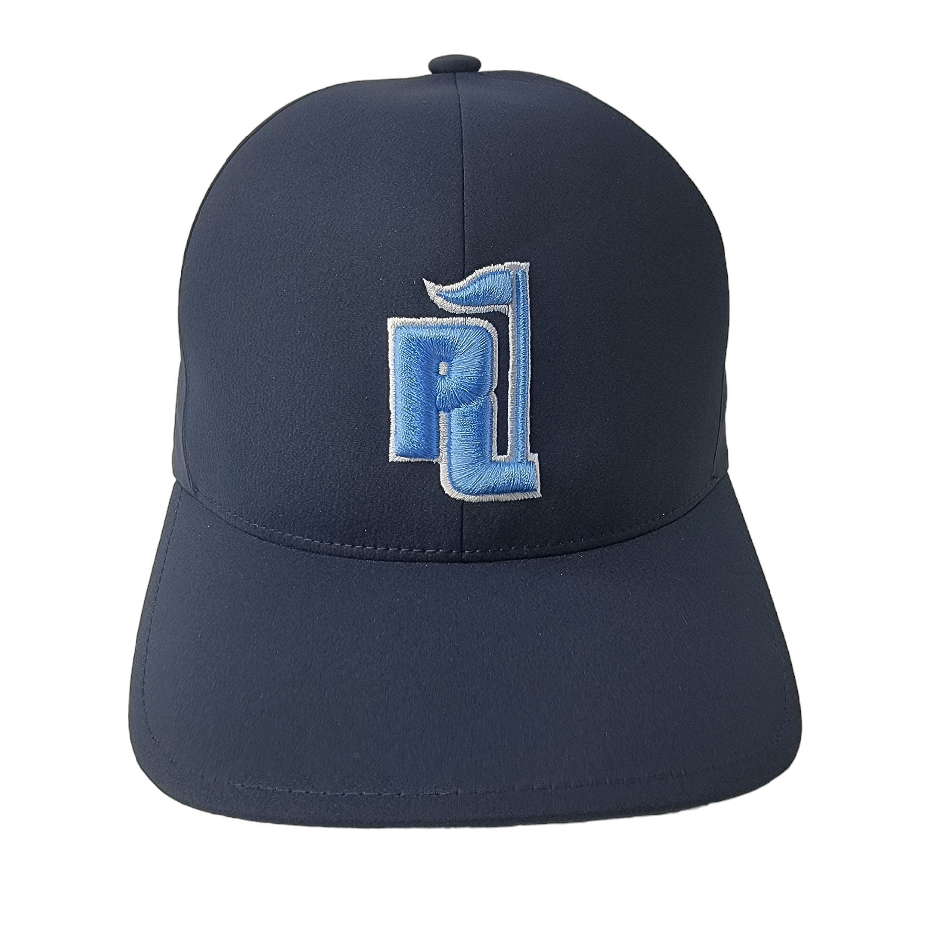 Raza Golf Navy Fitted Hat with Sky Blue and White Logo