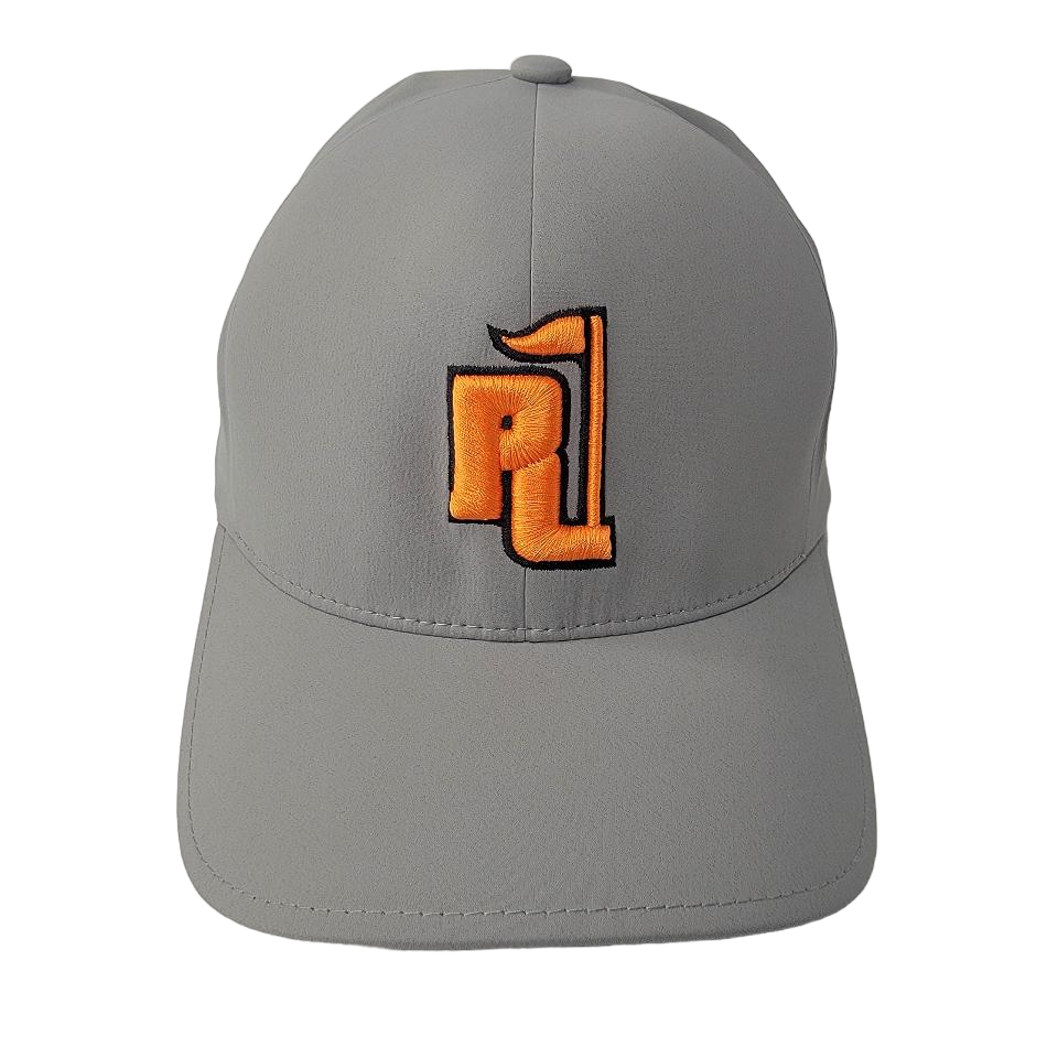 Raza Golf Gray Fitted Hat with Orange and Black Logo