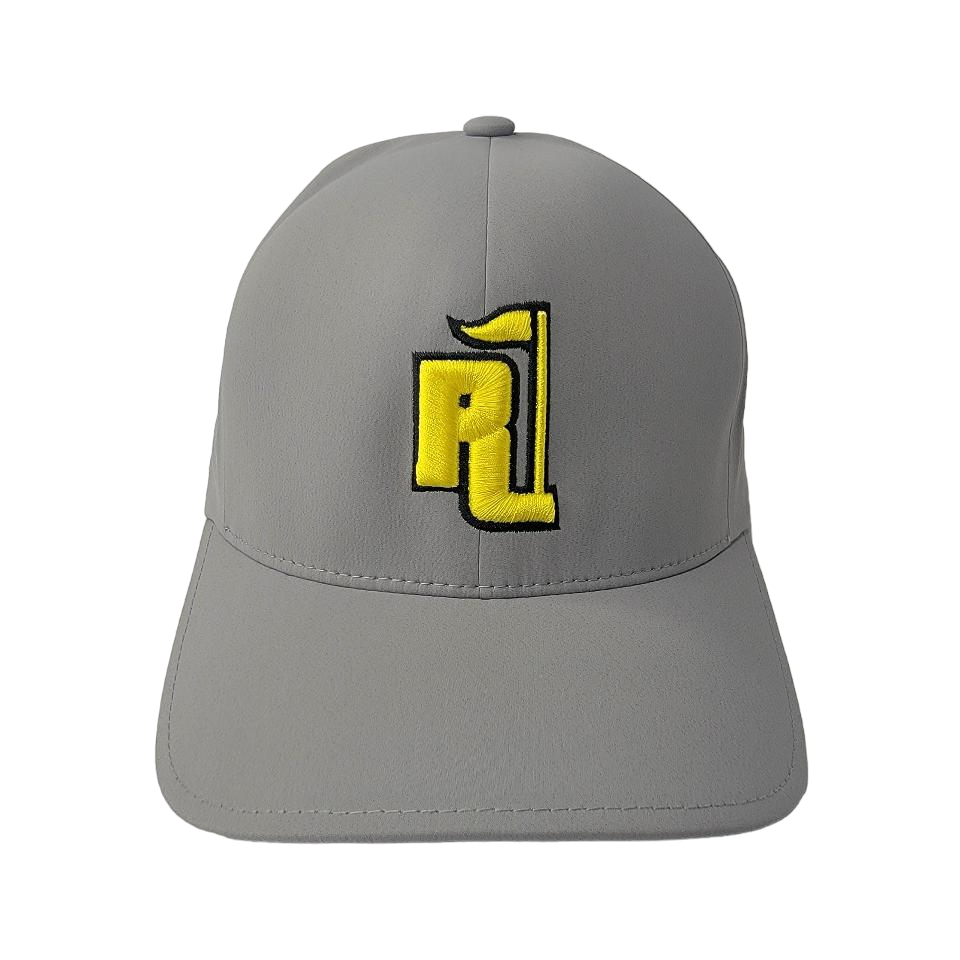 Raza Golf Gray Fitted Hat with Yellow and Black Logo