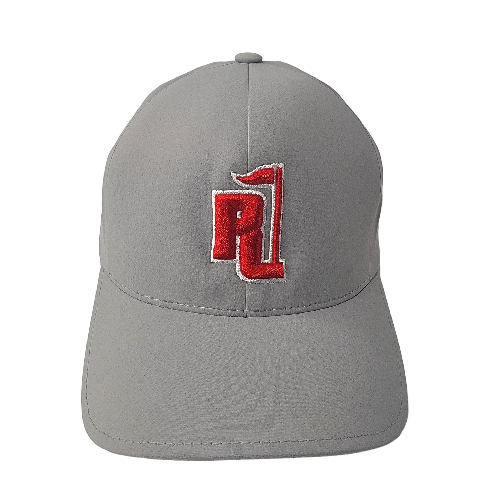 Raza Golf Gray Fitted Hat with Red and White Logo