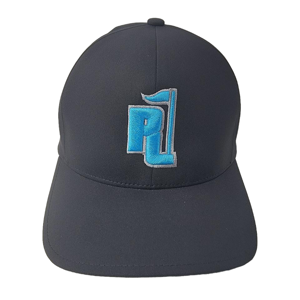 Raza Golf Black Fitted Hat with Light Blue and Silver Logo
