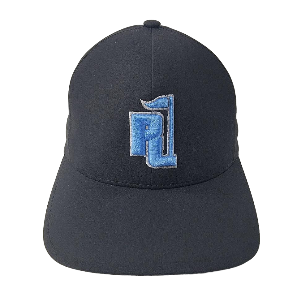 Raza Golf Black Fitted Hat with Light Blue and White Logo