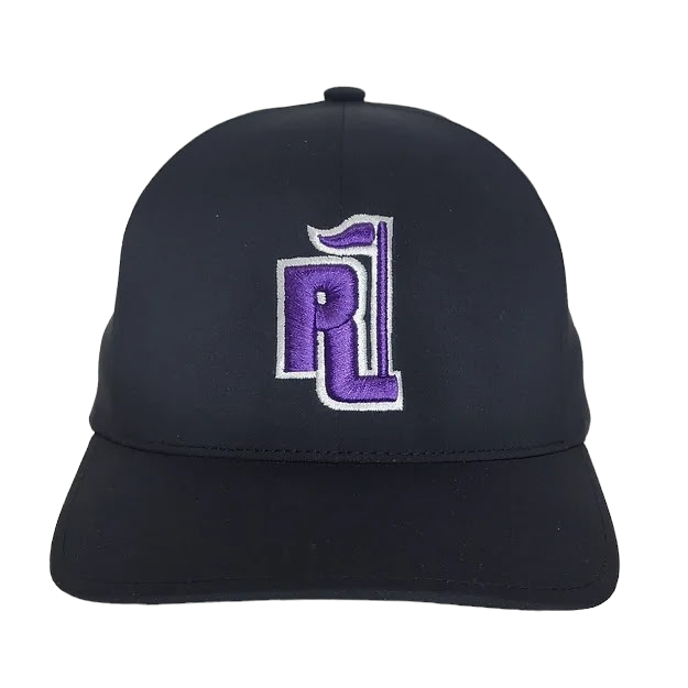 Raza Golf Black Fitted Hat with Purple and White Logo