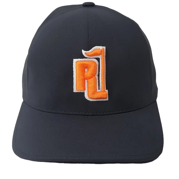 Raza Golf Black Fitted Hat with Orange and White Logo