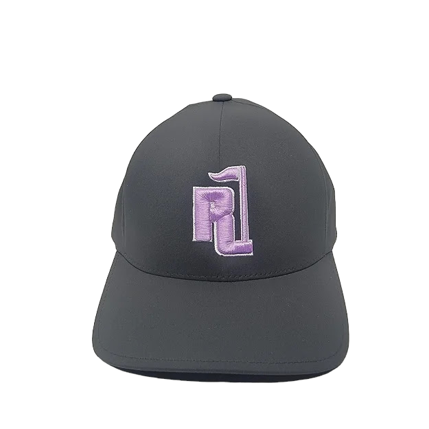 Raza Golf Gray Fitted Hat with Lilac and White Logo