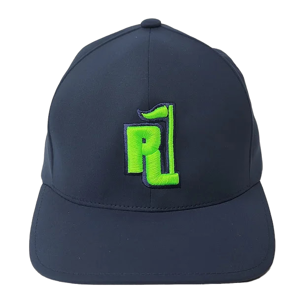 Raza Golf Navy Fitted Hat with Neon Green and Navy Logo