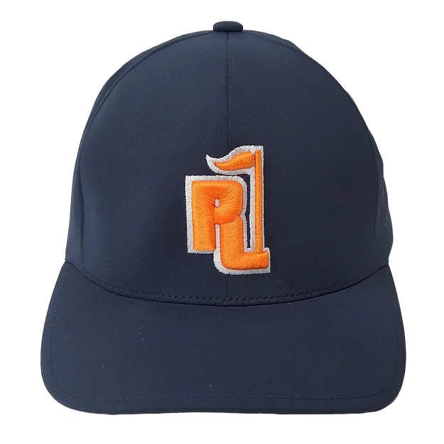 Raza Golf Navy Fitted Hat with Orange and White Logo