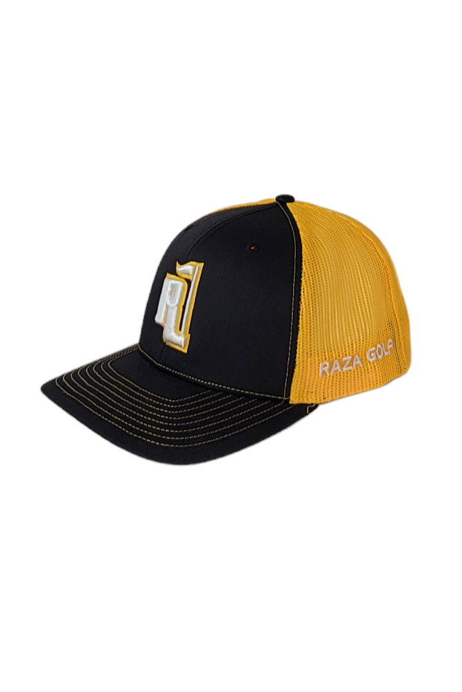 Raza Golf Black and Yellow Trucker with White and Yellow Logo