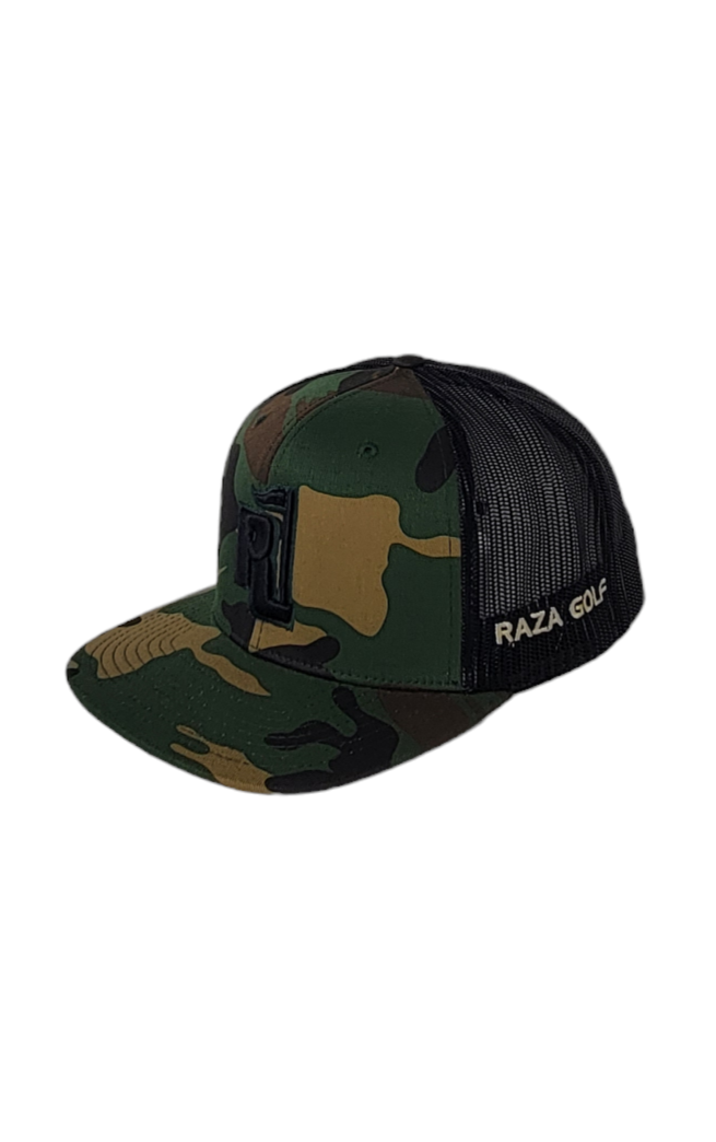 Raza Golf Camo Trucker with Black Logo