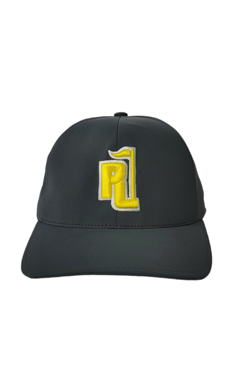 Raza Golf Black Fitted Hat with Yellow and White Logo