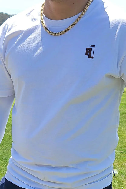 Raza Golf White Tshirt with Brown Design