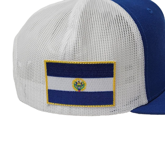 Raza Golf royal blue and white Trucker with El Salvador Flag Patch