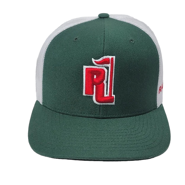 Raza Golf Green and White Trucker hat with the Mexico flag patch and our logo