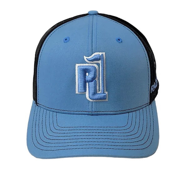 Raza Golf Blue and Black trucker hat with a Guatemala Flag Patch