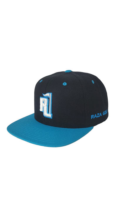 Raza Golf Black and Teal Snapback with White and Teal Logo