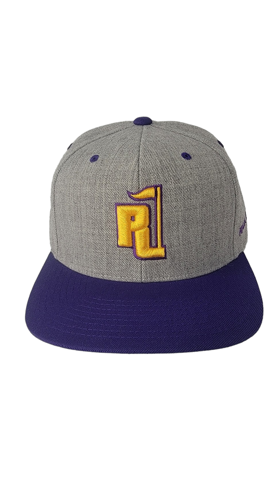 Raza Golf gray and purple snapback with yellow and purple logo