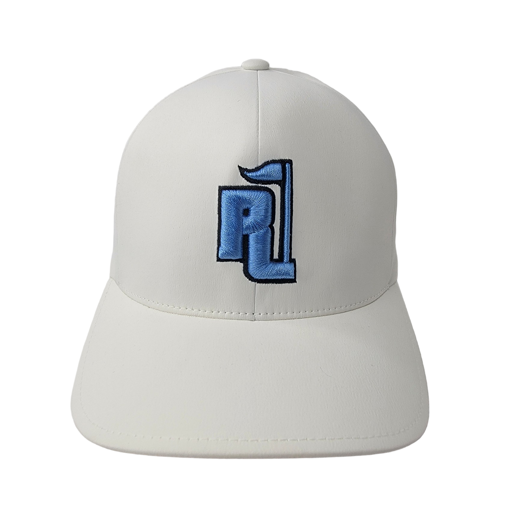 Raza Golf White Fitted Hat with Blue and Black Logo