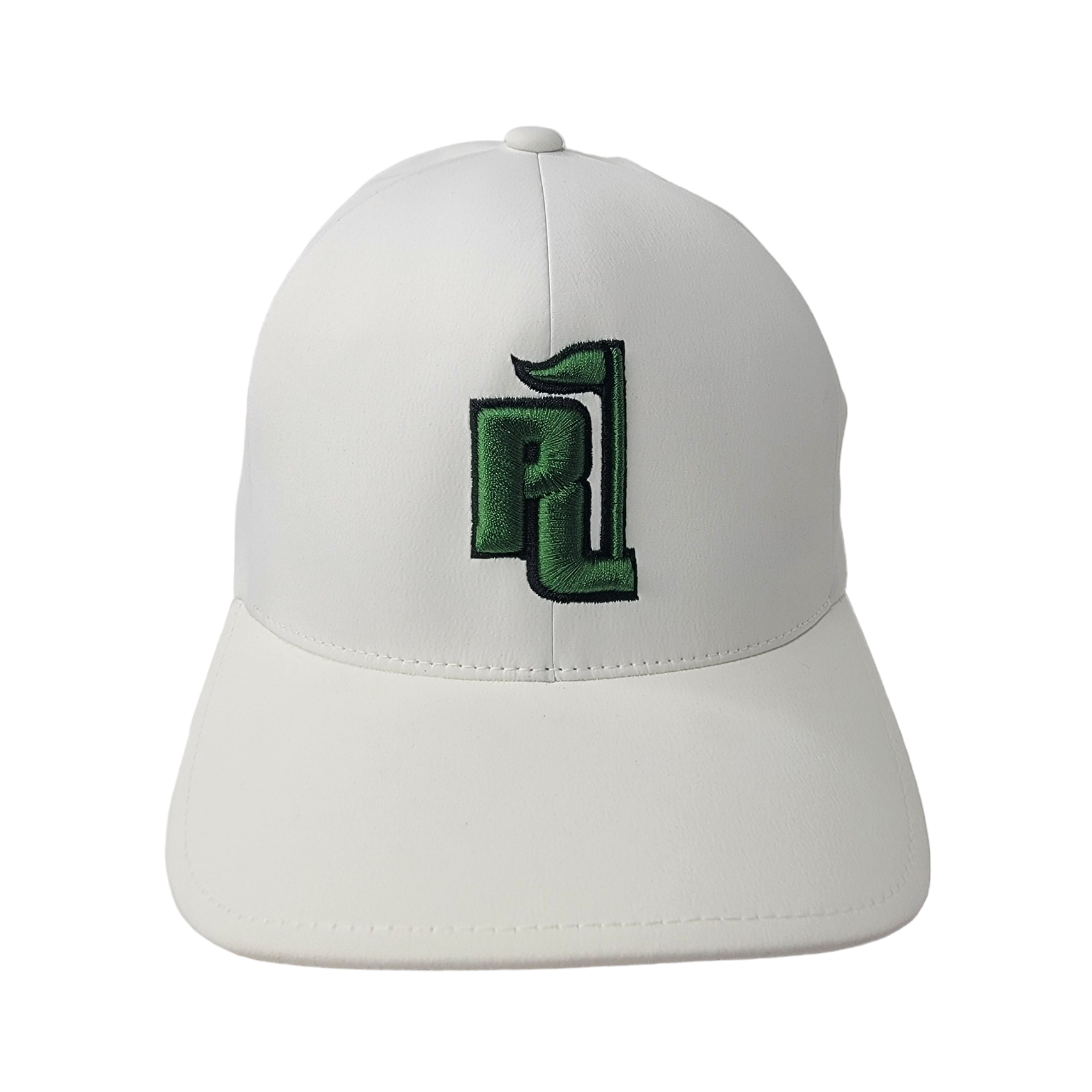 Raza Golf White Fitted Hat with Dark Green and Black Logo