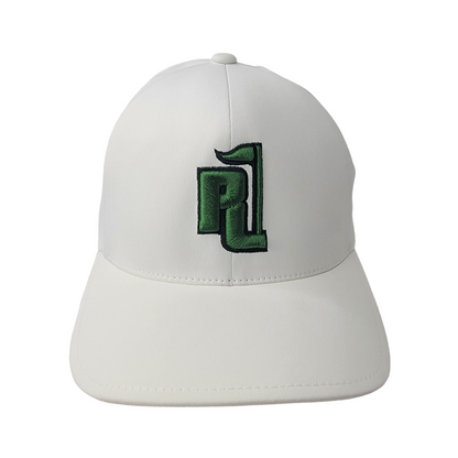 Raza Golf White Fitted Hat with Dark Green and Black Logo