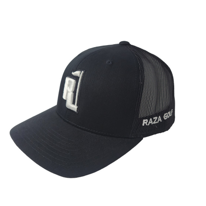 Raza Golf Black Trucker with White and Black Logo