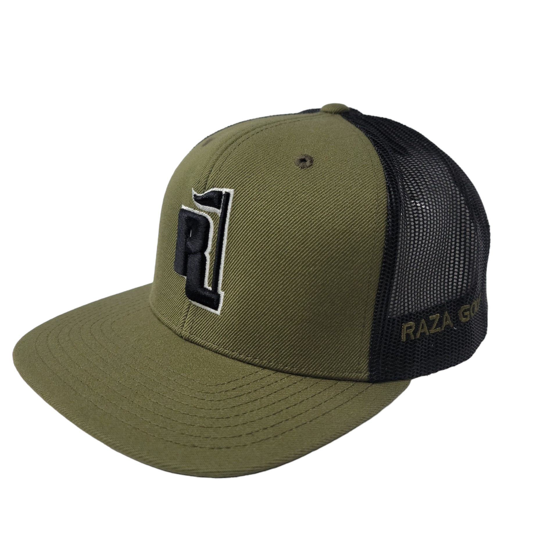 Raza Golf Olive and Black Trucker with Black and White Logo