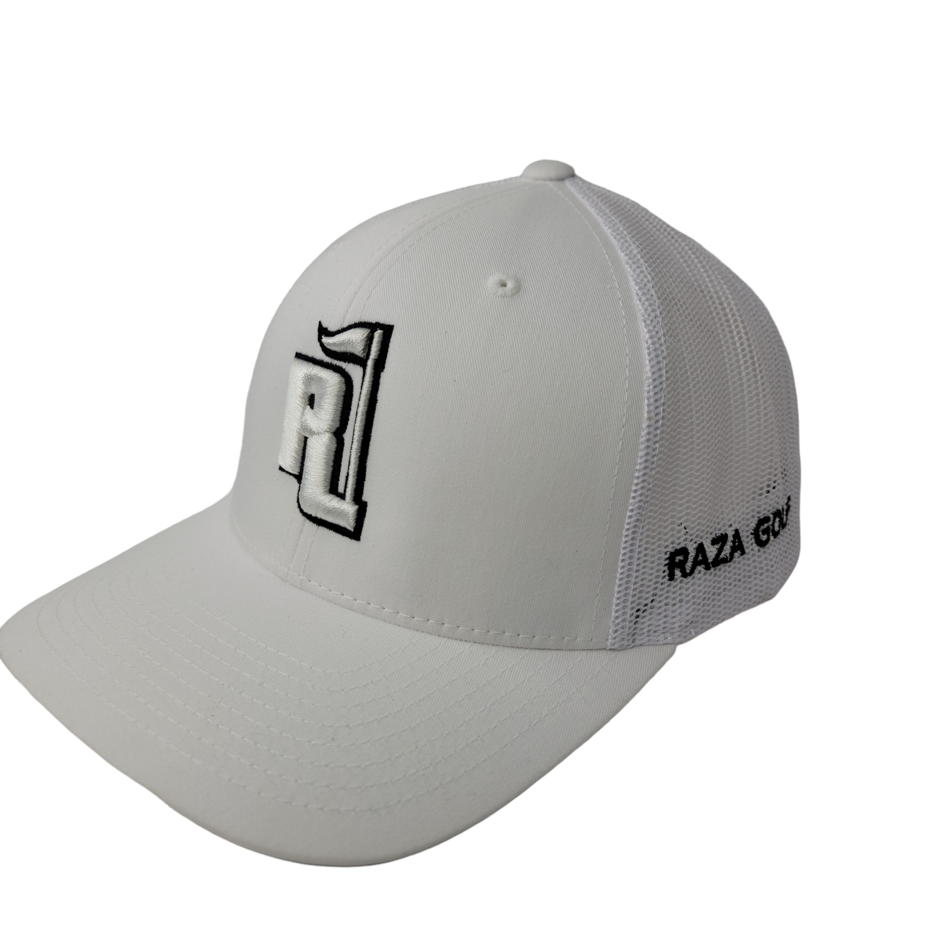 Raza Golf White Trucker with White and Black Logo