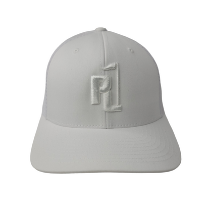 Raza Golf White Trucker with an all White Logo