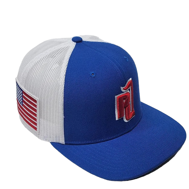 Raza Golf royal blue and white with USA flag patch on the side