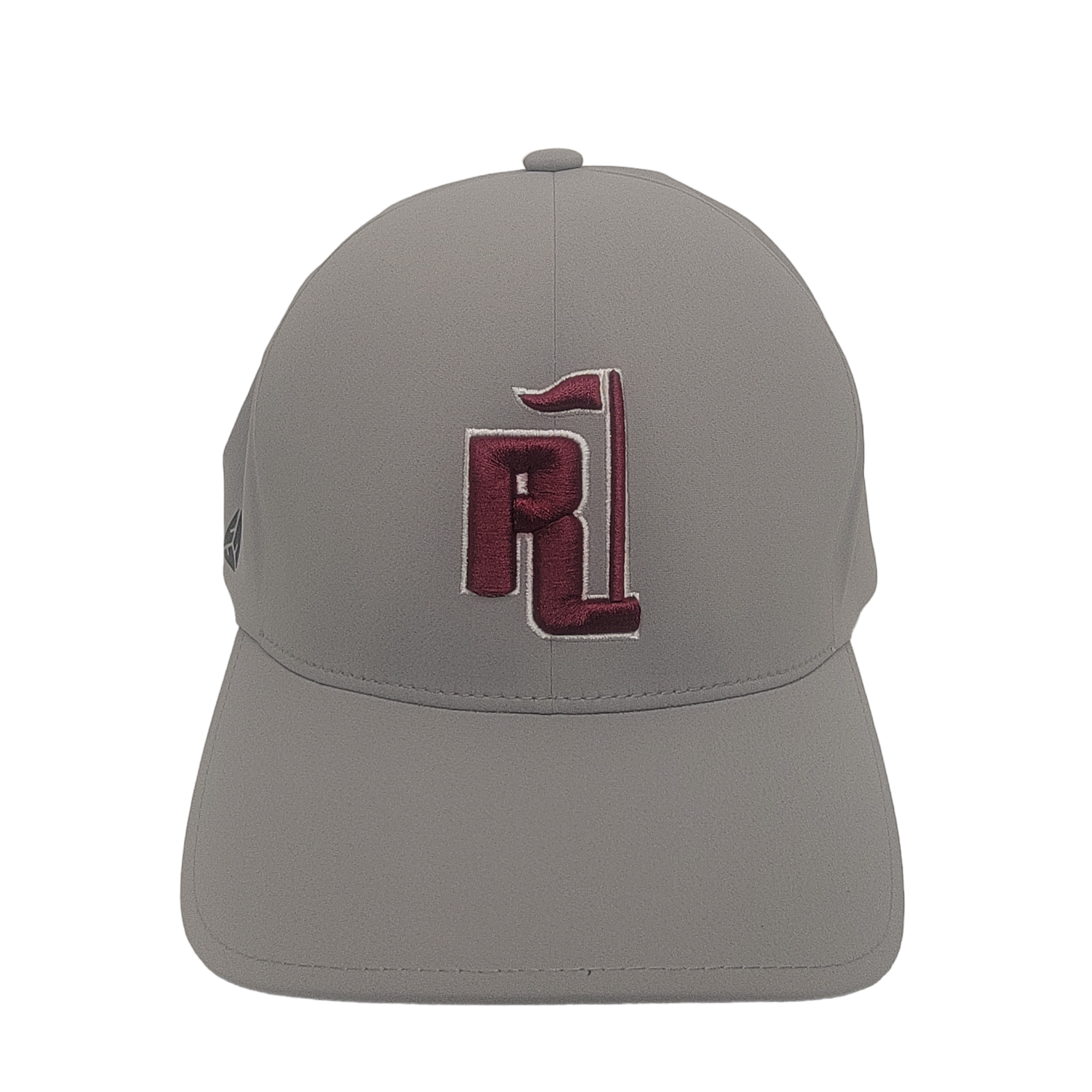 Raza Golf Gray Fitted Hat with Burgundy and Whit Logo