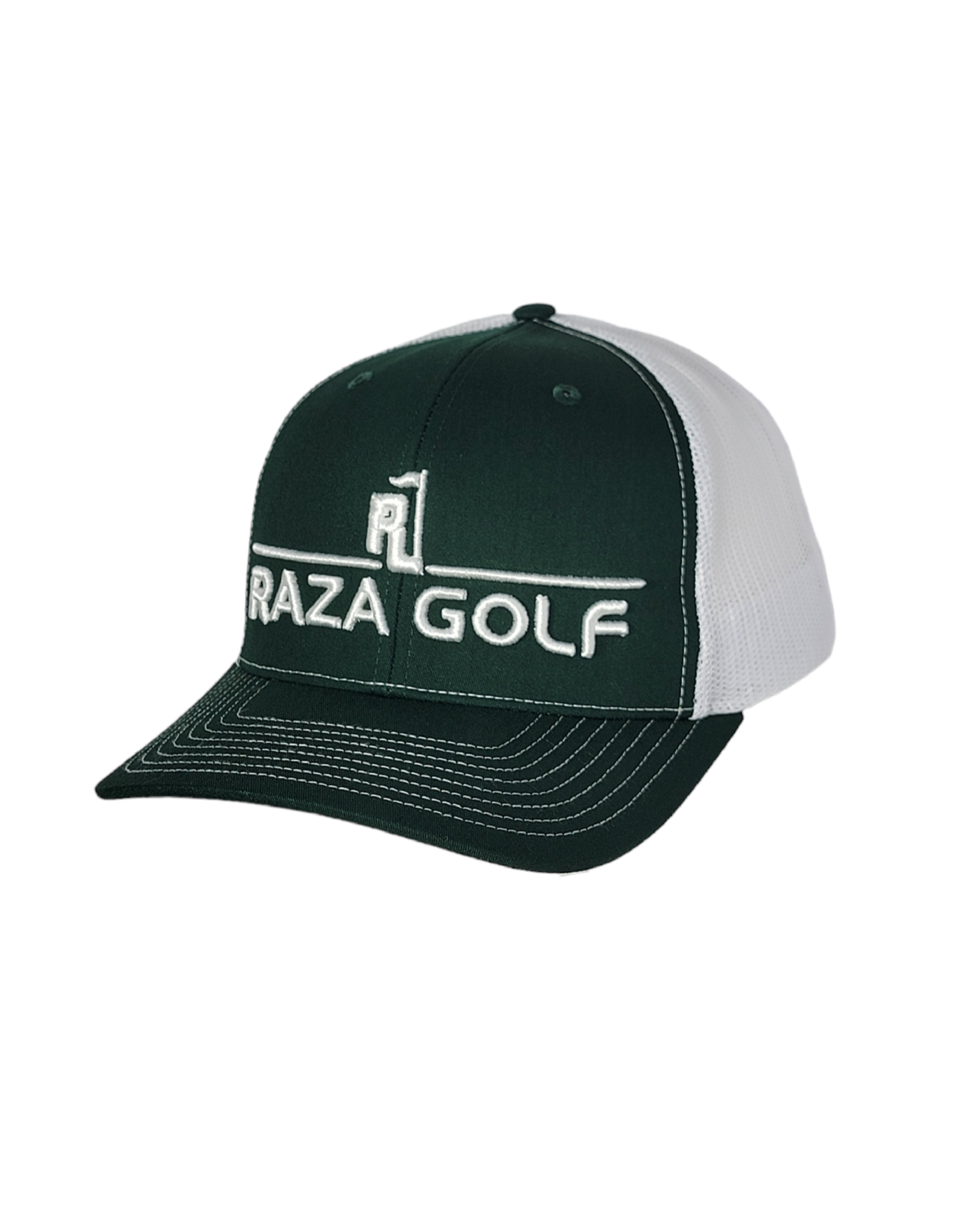 Raza Golf Dark Green/White Linear Trucker Hat