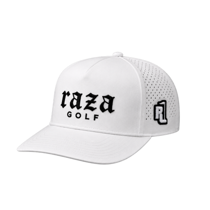 White cap branded with Raza